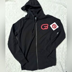 NWT- CycleBar Embossed Full Zip Black Zip-Up Hoodie with Red Logo